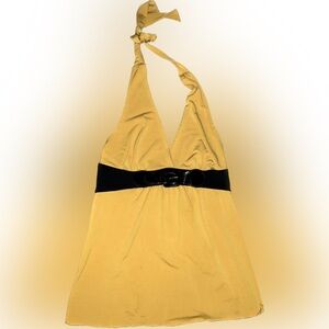 Candie's Mustard Halter Top With Black Buckle